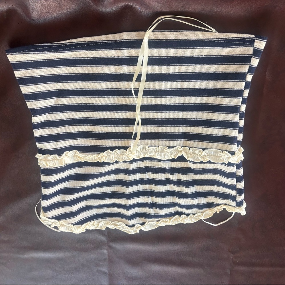 Striped Navy and Cream Tube Top